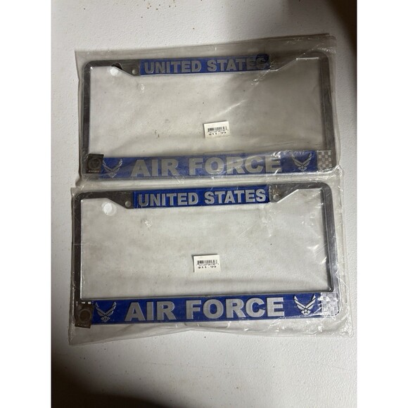 AIR FORCE Chrome License Plate Frame Holder Set 2 UNITED STATES US Military Vet - Picture 1 of 3